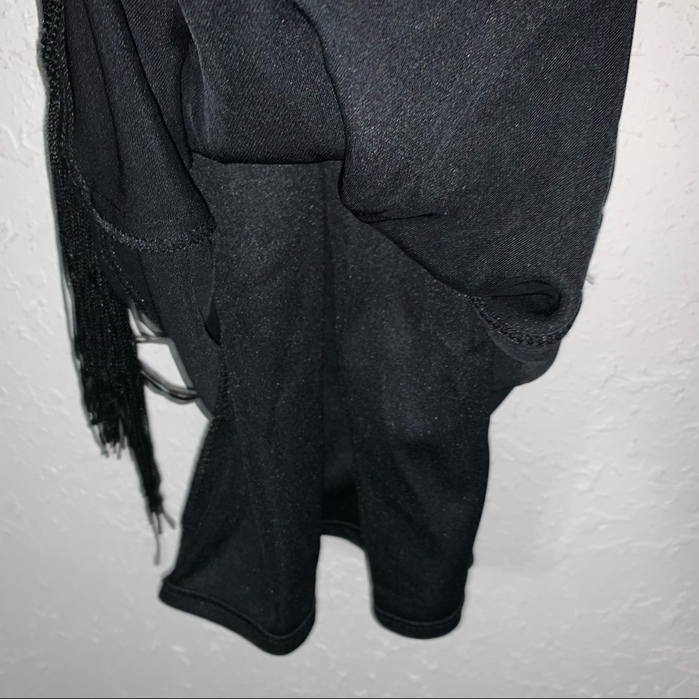FRINGE!❤JS Boutique Fringed Leg Sash Black Dress Pants. - Picture 5 of 9